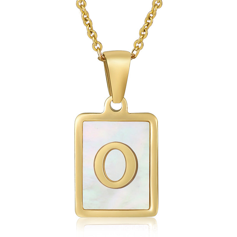 Wholesale Titanium Steel Shell Alphabet 18K Gold Necklace